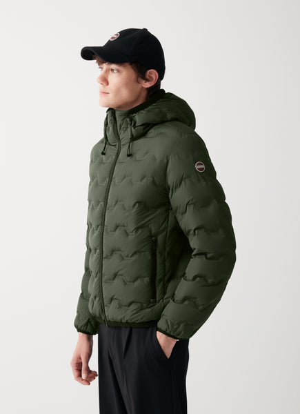 COLMAR Hooded Wavy Quilted Down Jacket - Bush