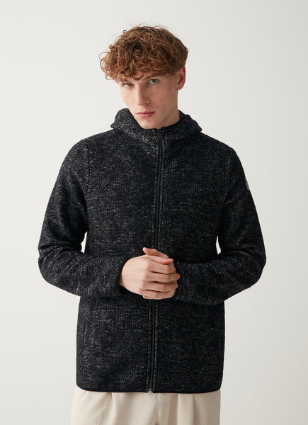 COLMAR Hooded Wool Knit Sweatshirt - Black Melange