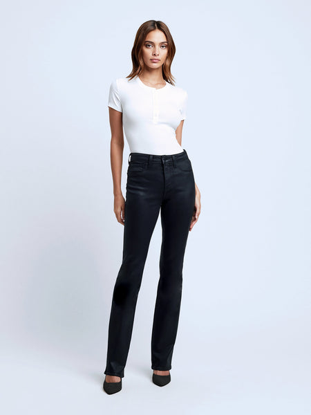 L'AGENCE Selma Hi Rise Baby Bootcut in Noir Coated