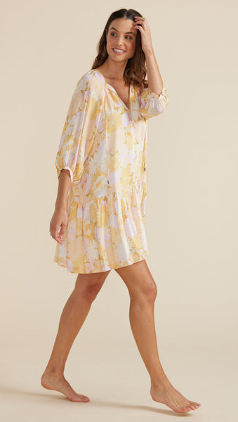 Mink Pink Brianna Smock Neck Floral Dress in Multi