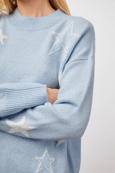 Rails Perci Cotton Cashmere Sweater in Powder Blue White Stars
