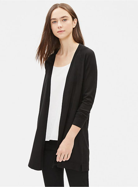 Eileen Fisher Tencel Stretch Long Cardigan - Black