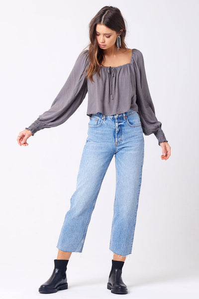 Saltwater Luxe Mel Tie Neck Long Sleeve Top in Willow