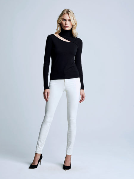 L'AGENCE Everlee Cutout Turtleneck Sweater in Black