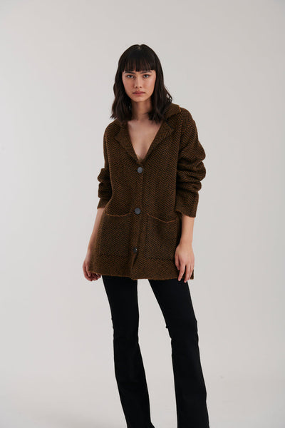 JOHN & JENN Bennett Herringbone Jacket in Butterscotch