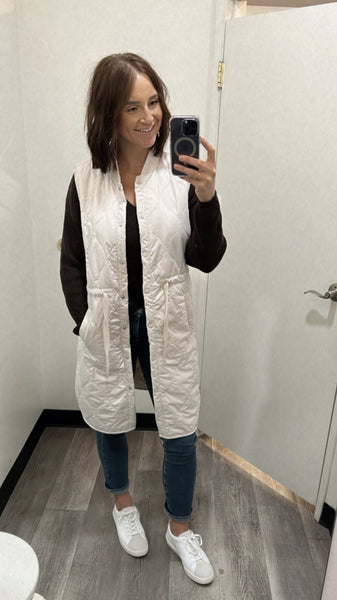 RINO & PELLE Brooke long padded vest in birch