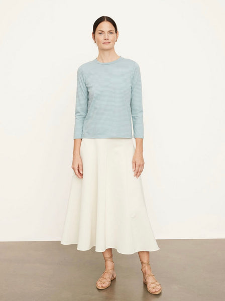 vince. Neppy stripe bracelet sleeve crew in aqua/offwhite