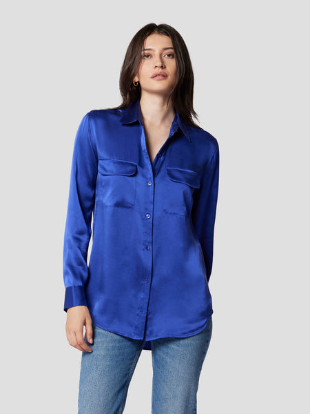 Equipment Signature silk 2 pocket blouse Spectrum Blue