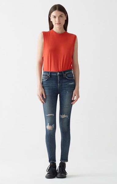 AGoldE Sophie Hi Rise Crop in Sabotage