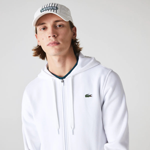 Lacoste SPORT Hooded Lightweight Bi-material Sweatshirt - White
