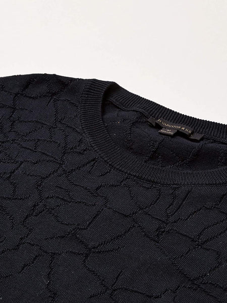 John Varvatos BRISTOL LS  CRACKLE STITCH CREW Black