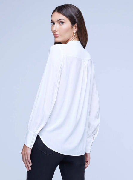 L'AGENCE Aaron Wide Cuff Blouse in Ivory