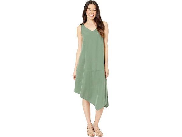 Eileen Fisher Sandwashed Tencel Asymetric Layering Dress - Black or Nori