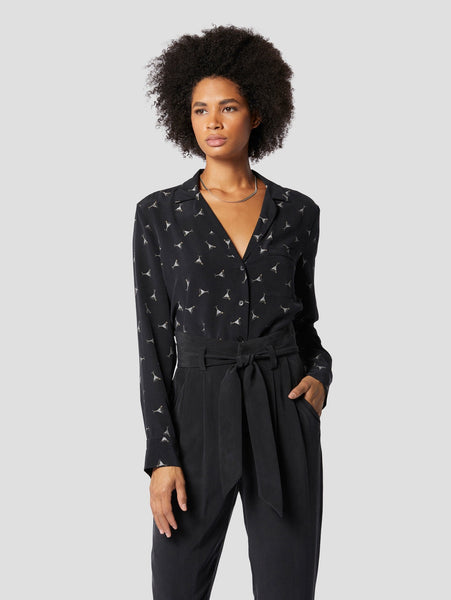 Equipment Keira Long Sleeve Shirt in True Black Multi