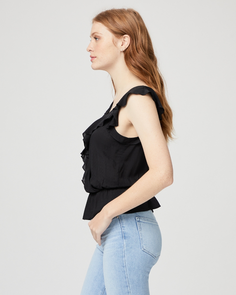 Paige Fenna Cap Sleeve Top in Black