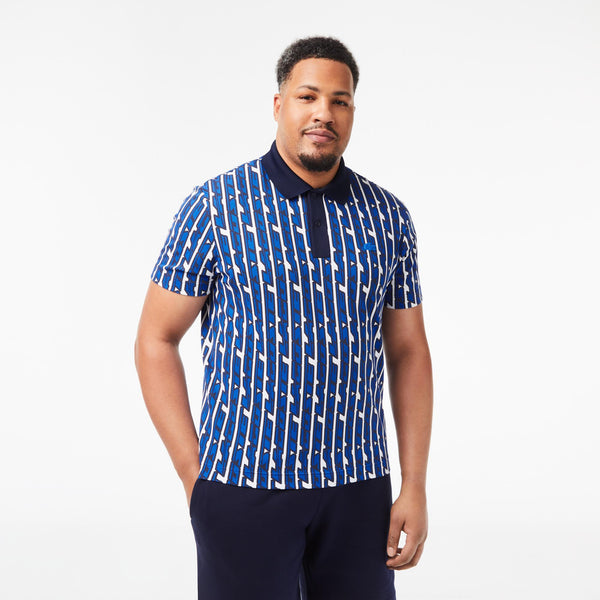 Lacoste Classic Fit Active Movement Print Polo - Blue