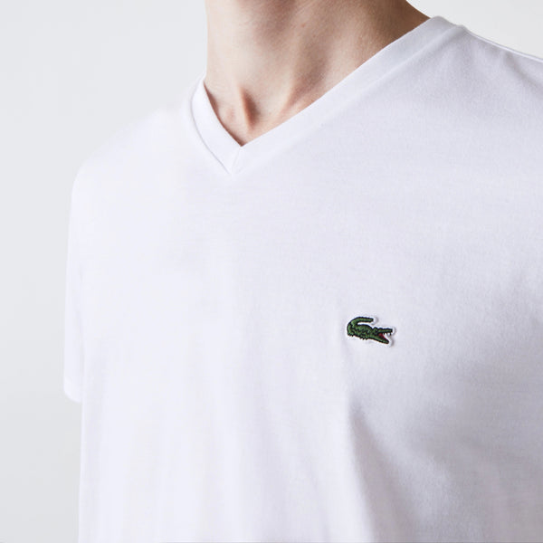 Lacoste V-neck Pima Cotton T-shirt - White