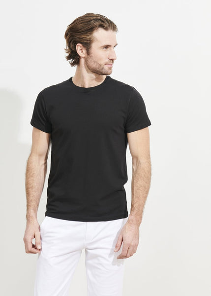 Patrick Assaraf Pima Cotton Stretch S/S Crew - Black