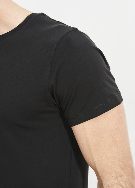 Patrick Assaraf Pima Cotton Stretch S/S Crew - Black