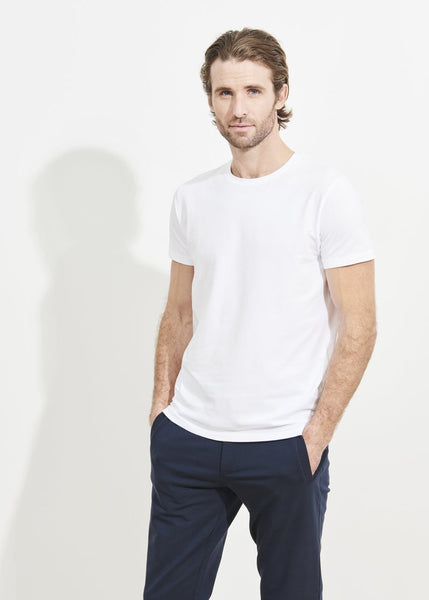 Patrick Assaraf Pima Cotton Stretch S/S Crew - White