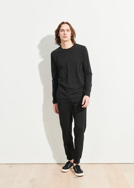 Patrick Assaraf LS Pima Cotton Stretch Crew - Black