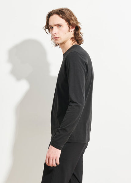Patrick Assaraf LS Pima Cotton Stretch Crew - Black