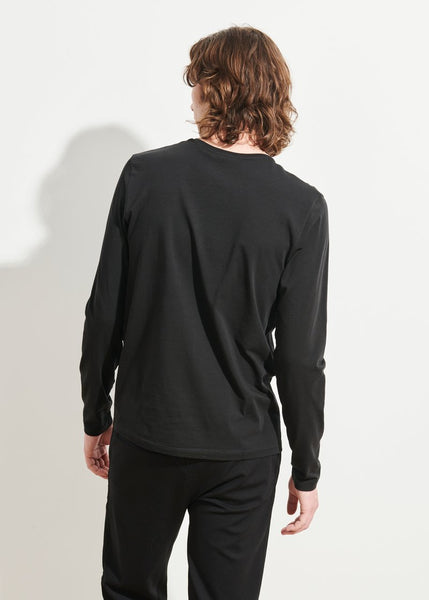 Patrick Assaraf LS Pima Cotton Stretch Crew - Black