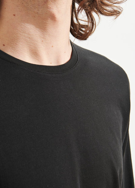 Patrick Assaraf LS Pima Cotton Stretch Crew - Black