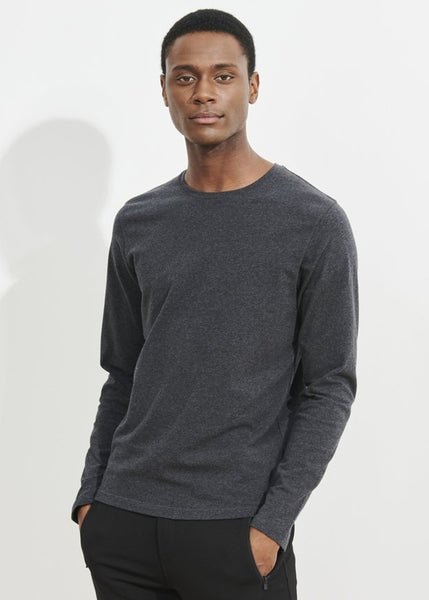 Patrick Assaraf LS Pima Cotton Stretch Crew - Charcoal