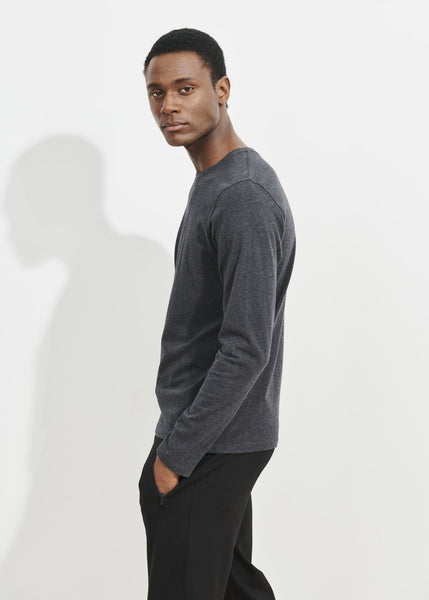 Patrick Assaraf LS Pima Cotton Stretch Crew - Charcoal