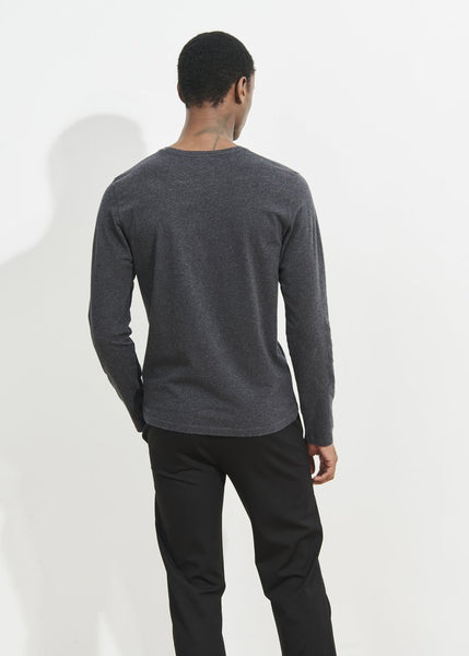 Patrick Assaraf LS Pima Cotton Stretch Crew - Charcoal