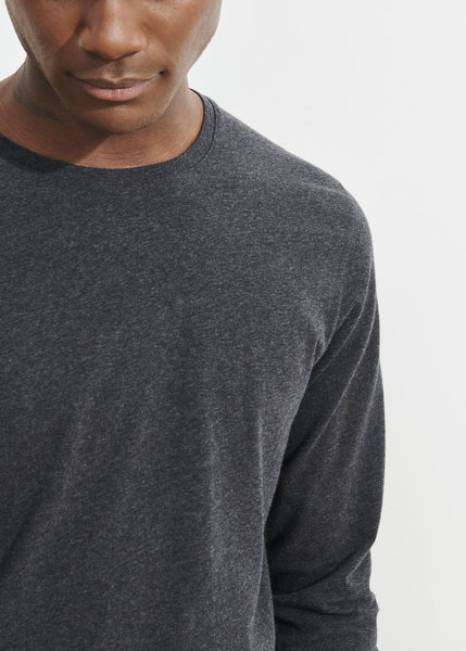 Patrick Assaraf LS Pima Cotton Stretch Crew - Charcoal