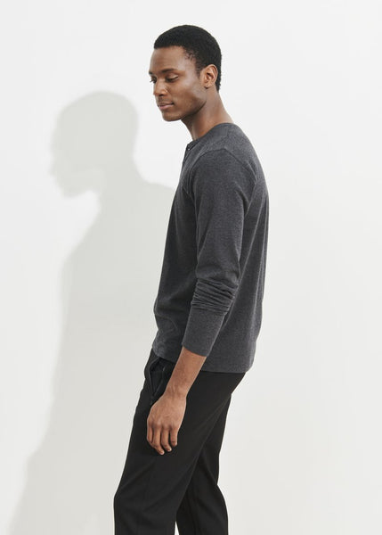 Patrick Assaraf LS Pima Cotton Stretch Henley - Charcoal