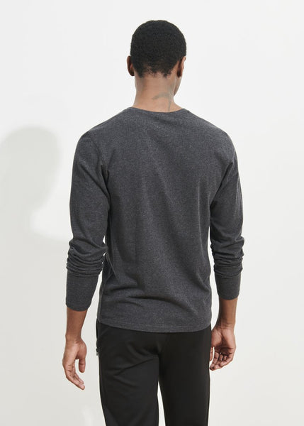 Patrick Assaraf LS Pima Cotton Stretch Henley - Charcoal