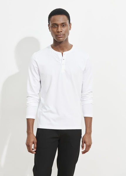 Patrick Assaraf LS Pima Cotton Stretch Henley - White