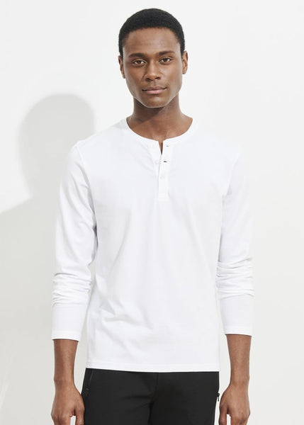 Patrick Assaraf LS Pima Cotton Stretch Henley - White