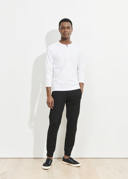 Patrick Assaraf LS Pima Cotton Stretch Henley - White