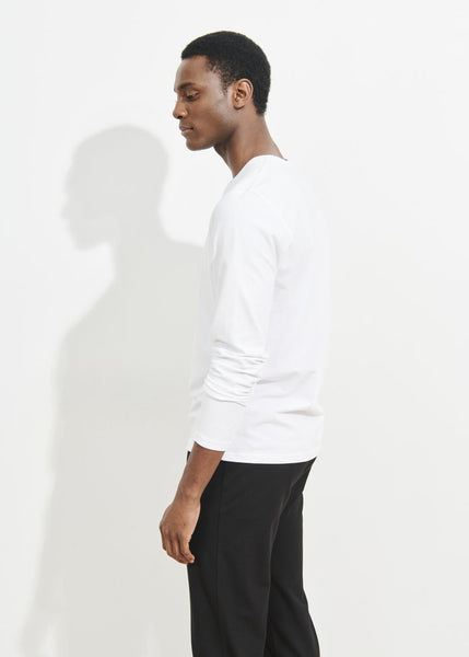 Patrick Assaraf LS Pima Cotton Stretch Henley - White