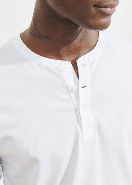 Patrick Assaraf LS Pima Cotton Stretch Henley - White
