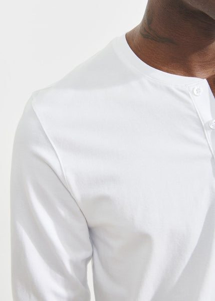 Patrick Assaraf LS Pima Cotton Stretch Henley - White