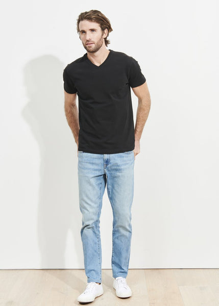 Patrick Assaraf Pima Cotton Stretch V Neck T-Shirt - Black