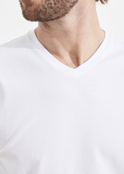 Patrick Assaraf Pima Cotton Stretch V Neck T-Shirt - White