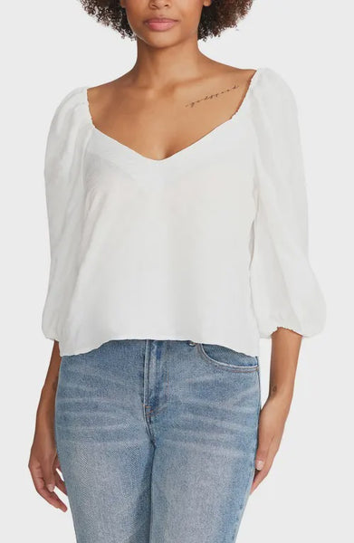 Steve Madden Stevie Textured Top in Optic White
