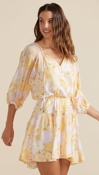 Mink Pink Brianna Smock Neck Floral Dress in Multi