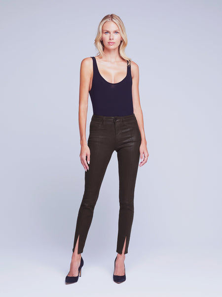 L'AGENCE Jyothi Hi Rise Split Ankle in Cocoa Coated