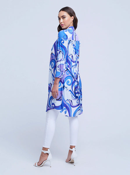 L'AGENCE Addison Print Shirt Dress in Provence Blue/Lavender