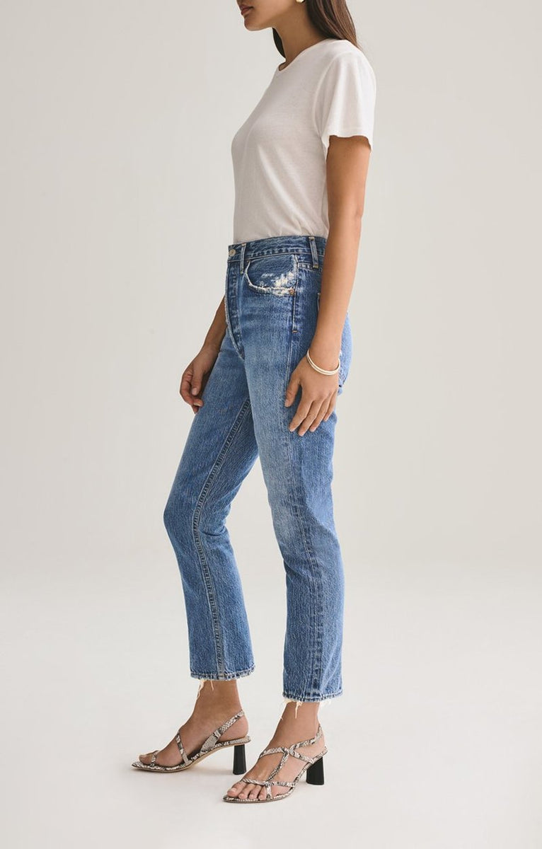 Agolde riley high rise crop jeans discount