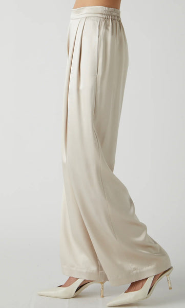 Velvet Manhattan Silk Charmeuse Pant in Oyster