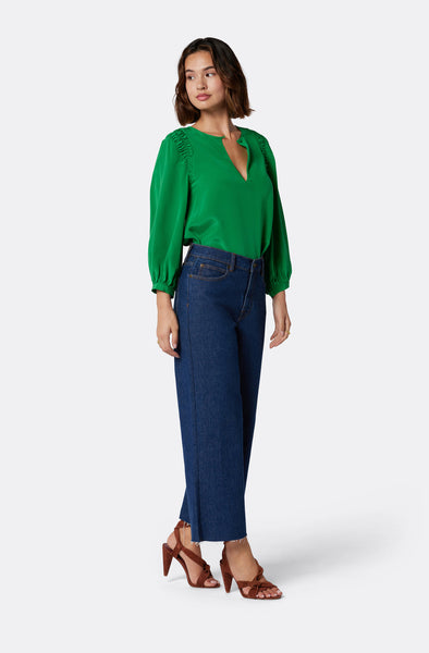 Joie Collette Notch Neck Blouse in Jolly Green