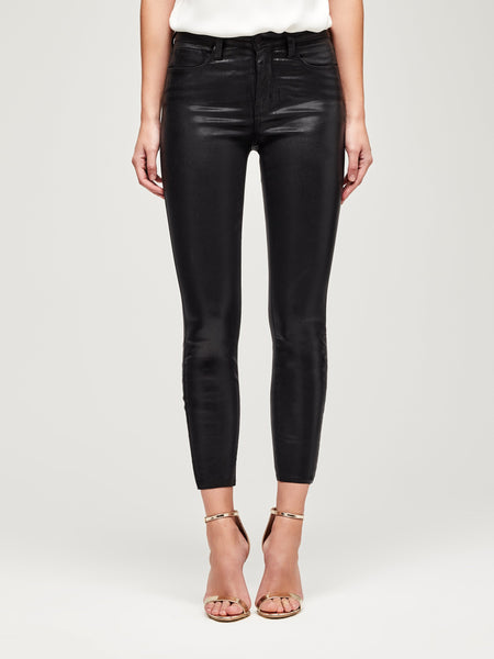 L'AGENCE Margot Hi Rise Ankle Skinny in Black Coated